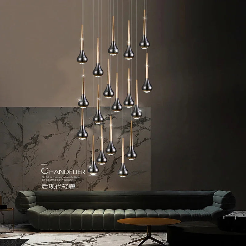 Modern Chandeliers For Staircase Living Room Pendant Lights LED  Lamp Villa Exhibition Hall Loft Long Hanging Lamp Light Fixture
