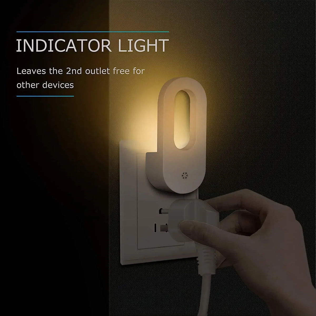 LED Night Light with Dusk-to-Dawn Twilight Sensor (EU/US Plug) - Warm White Energy Saving Plug-In Wall Lamp for Kids Room, Bedroom & Hallway