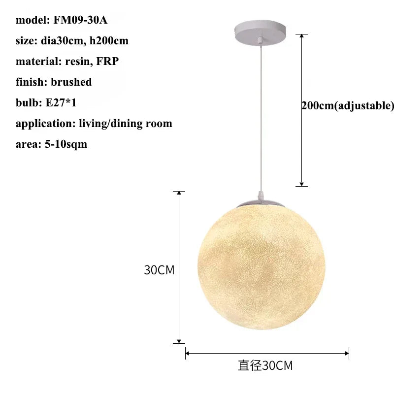Nordic Moon Led Pendant Lights Lighting Living Dining Room Decor Chandeliers Restaurant Cafe Bar Hanging Lamp Bedroom Luminaire