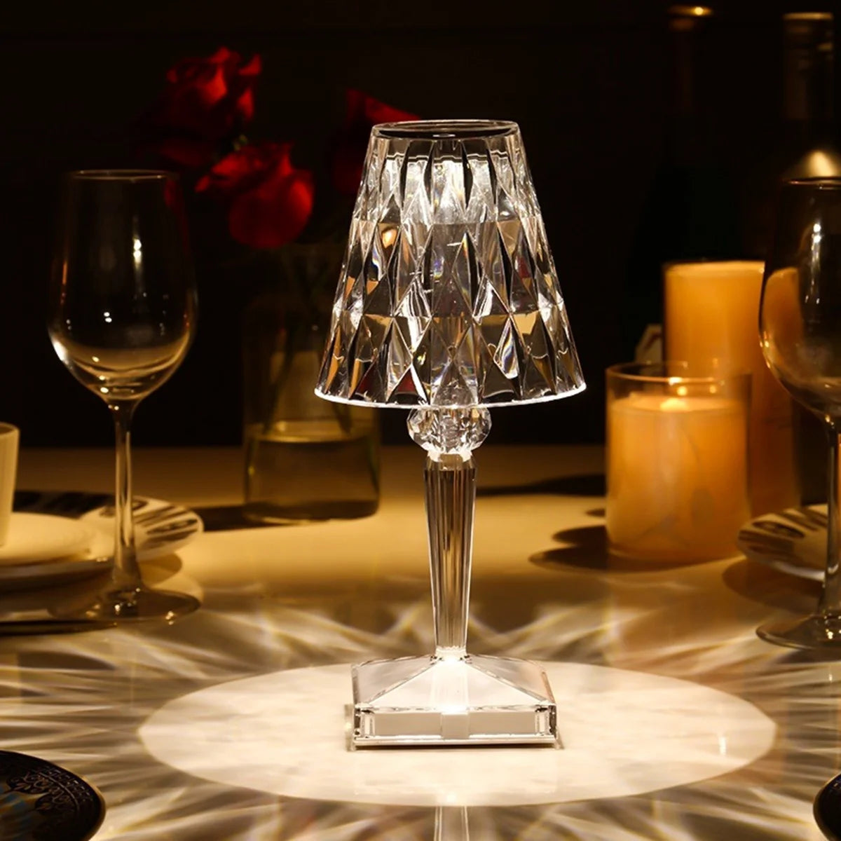 Diamond Table Lamp Crystal LED Bar Table Lamp Rechargeable Touch Sensor Dimming Bedside Lamps For Bedroom Decor