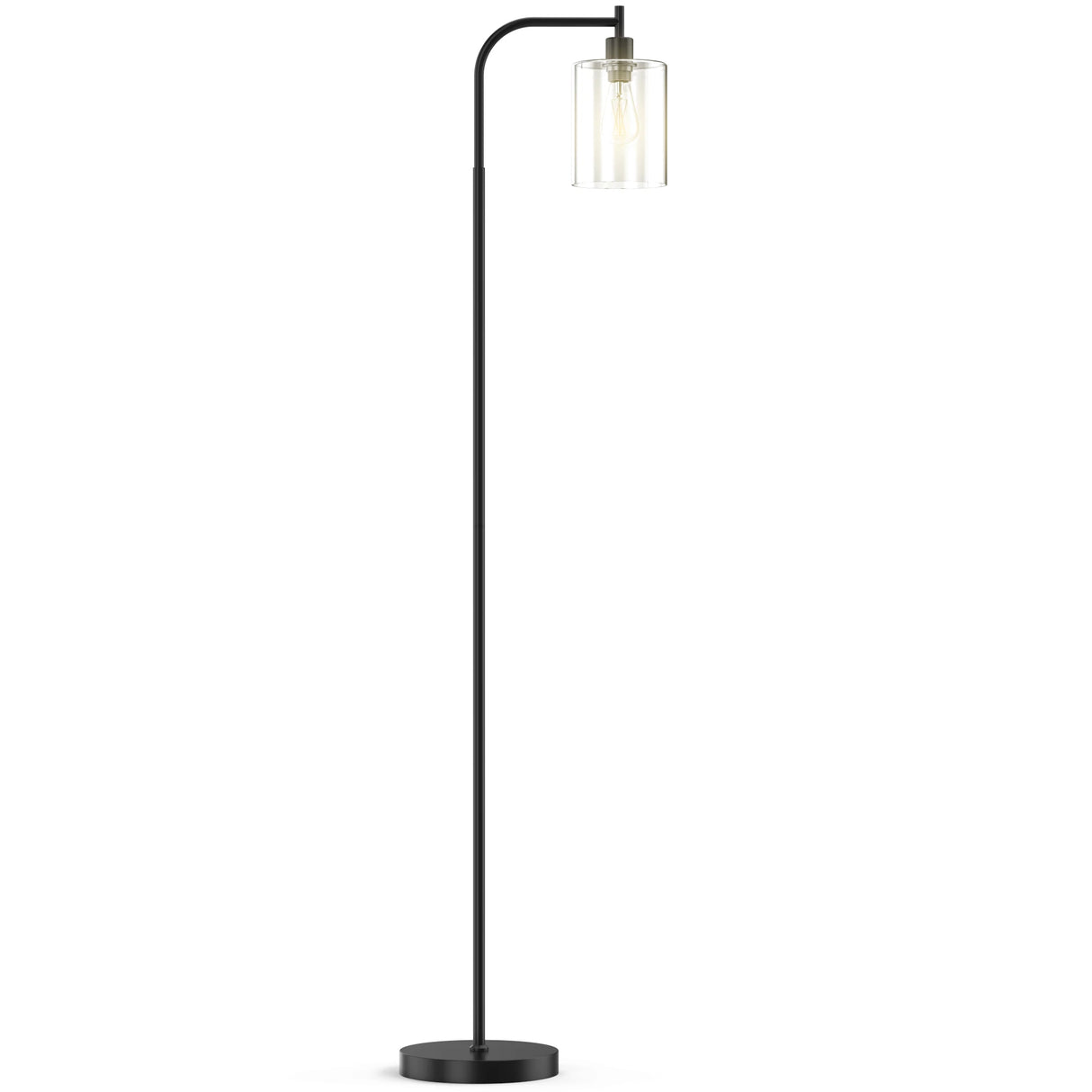 Modern Standing Tall Industrial Arched/Arc Floor Lamp with Glass Shade and 2 Bulbs Included