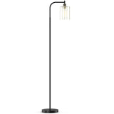 Modern Standing Tall Industrial Arched/Arc Floor Lamp with Glass Shade and 2 Bulbs Included