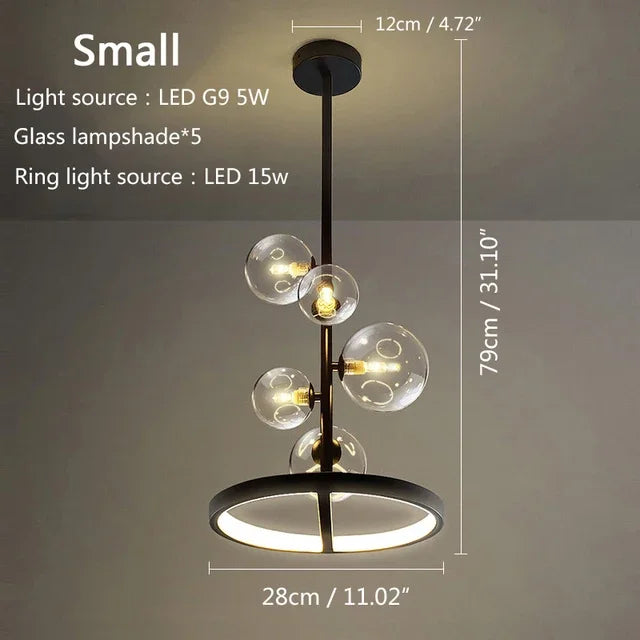 Modern Art Glass Chandelier Creative Personalized Lighting for Restaurant Bedroom Bar Nordic Home Decor Light Fixture