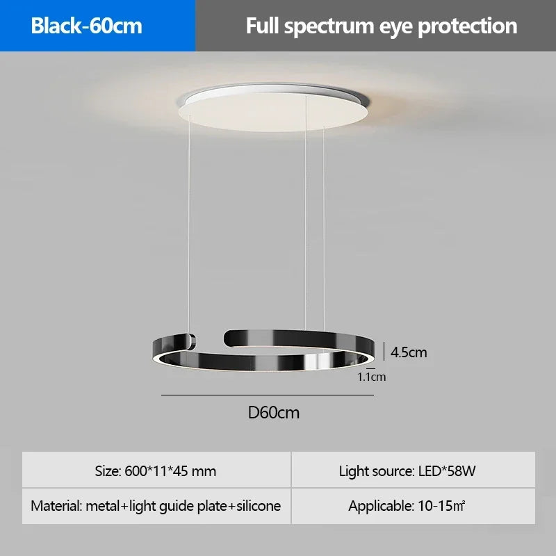 Modern Ring Pendant Lamp Remote Control Dimmable Warm White Eye Protection Led Chandelier Kitchen Island Dining Room