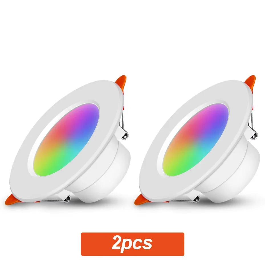 Tuya RGB Smart Bluetooth LED Ceiling Light AC85-265V 10W Recessed LED Downlight CCT Dimmable RGB Spotlight for Home Lighting