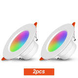 Tuya RGB Smart Bluetooth LED Ceiling Light AC85-265V 10W Recessed LED Downlight CCT Dimmable RGB Spotlight for Home Lighting