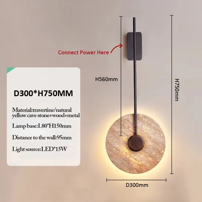Natural Yellow Cave Stone Wall Lamps Retro LED Travertine Wall Lights Indoor Decor Lighting Bedroom Bedside Living Room Hallway