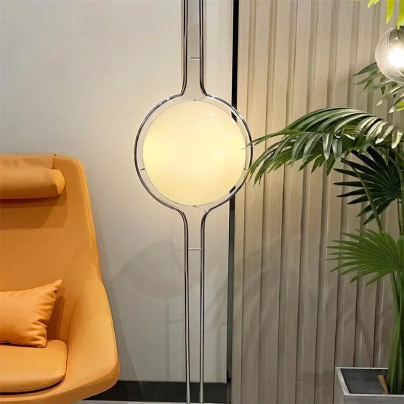 Modern Creative LED Floor Lamp Chrome Metal White Acrylic Ball Lights Art Lighting Living Dining Room Bedroom Home Decor