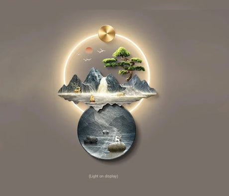 Light Luxury Corridor Home Decoration with Light Chinese Style Landscape Decorations Hanging Living Room Background Wall Decor