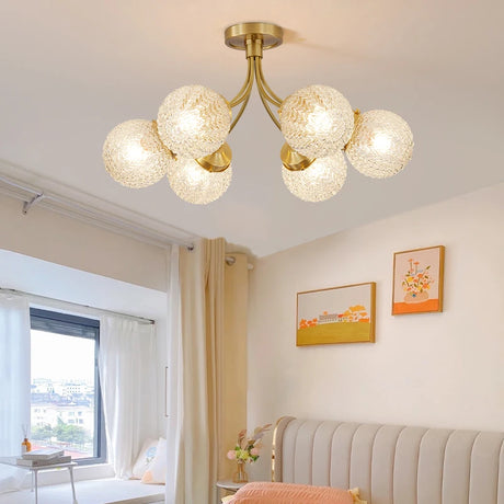 LED Chandelier For Living Room Children Bedroom Dining Room Kitchen Ceiling Lamp Modern Nordic Crystal Glass Ball Copper Lights