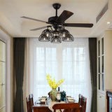 52” Retro Industrial Ceiling Fan 5 Light with Metal Lampshade and Remote Control for Living Room