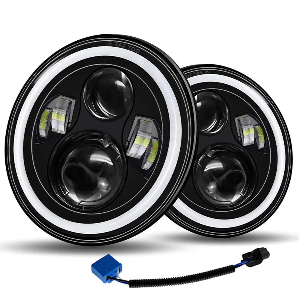 7 Inch LED Headlights for Jeep Wrangler Off Road suzuki samurai led Spotlights 7 inch Headlamp Angel Eyes DRL Running Lamp H4 H13