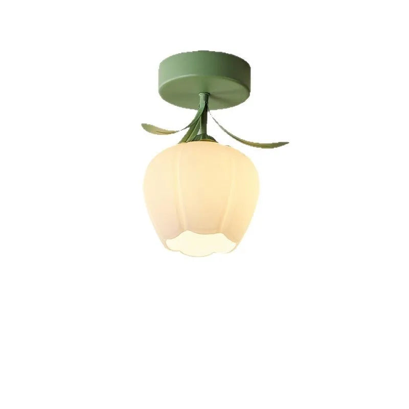 Aisle Corridor Light Cream Wind Flower Bud Ceiling Lamp for Entrance Foyer Porch Cloakroom Balcony Indoor Decoration Fixtures