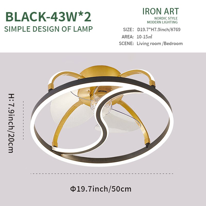 Modern simple LED Ceiling Fan Lamp with remote control Dining Room Bedroom Lamp Silent ceiling Fan light fixture Indoor lighting