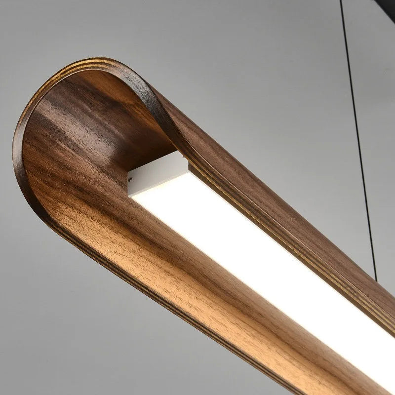 Designer Of The Hanging Lamp In The Tea Room Solid Wood Vintage Style Restaurant Bar Counter Minimalist Study Single Strip Lamp