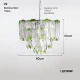 French Luxury Gradient Green Glass Living Room Chandelier Designer Bedroom Restaurant Hotel Highend Pendant Lamp Art Decor Light