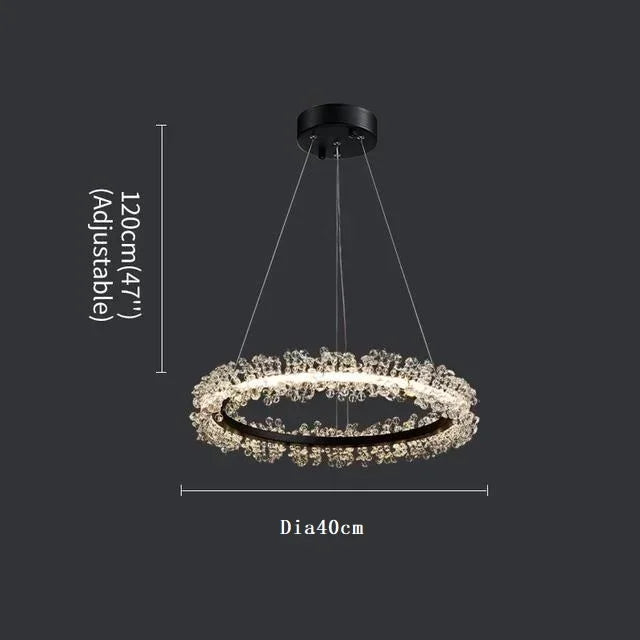 French Light Luxury Lamps Modern Minimalist Living Room Diningroom Bedroom Lighting Internet Celebrity Ring  Crystal Pendant