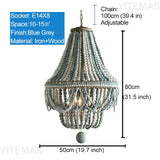 Vintage Black Pendant Chandelier Wood Beaded Antique Lighting Foyer Dining Nordic Chandelier Bedroom Pendant Kitchen Lamps