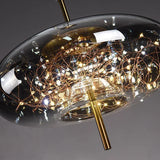 LED Nordic Net Red Bedside Chandelier Girl Light Glass Small  Luxury Long Line Personality Art Full of Stars Hotel Bar Xn
