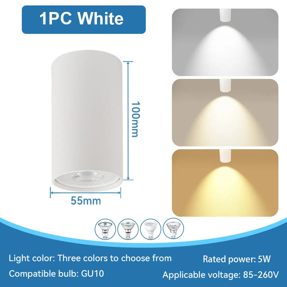 LED Downlight GU10 Replaceable Bulb 110V/220V Ceiling Lamp Surface Mounted Interior Bedroom Living Room Shop Home Led Spotlights