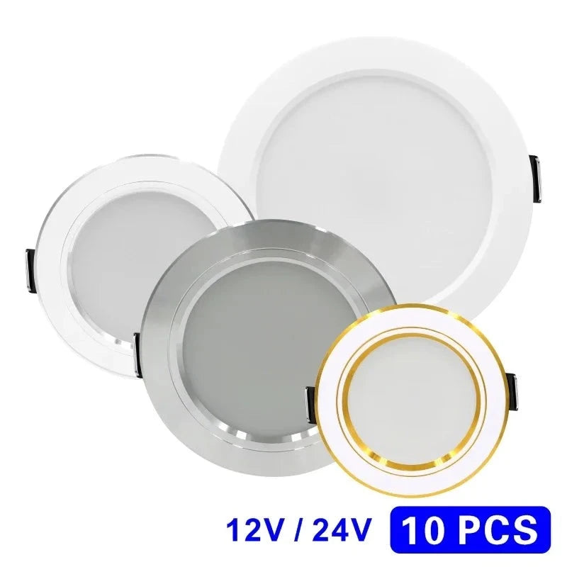 10pcs/lot DC 12V 24V Led Downlight 5W 9W 12W 15W 18W Recessed Ceiling Light 3/4/5 inch Round Panel Down Light Spotlight