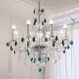 French Green Crystal Candle Chandelier Luxury Romantic Glass E14 Pendant Lights Living Room Art Decor Led Lamparas Bedroom Lamp