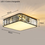 Modern Geometric Crystal Ceiling Light - Round & Square LED Lamp for Bedroom