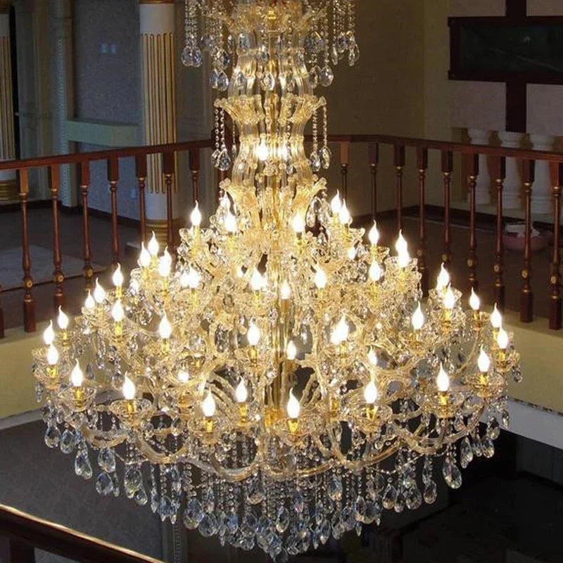 Luxury Large Crystal Chandelier - Modern Led Candle Chandelier For Hotel Lobby Villa Living Room & Entryway Lighting