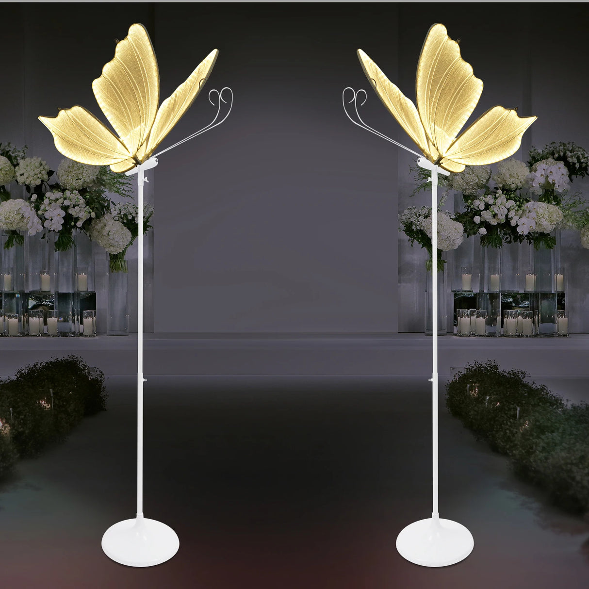 2-Pack 48W Creative LED Butterfly Floor Lamps - Romantic Standing Road Lead Lights for Weddings, Hotels, Events & Home Decor