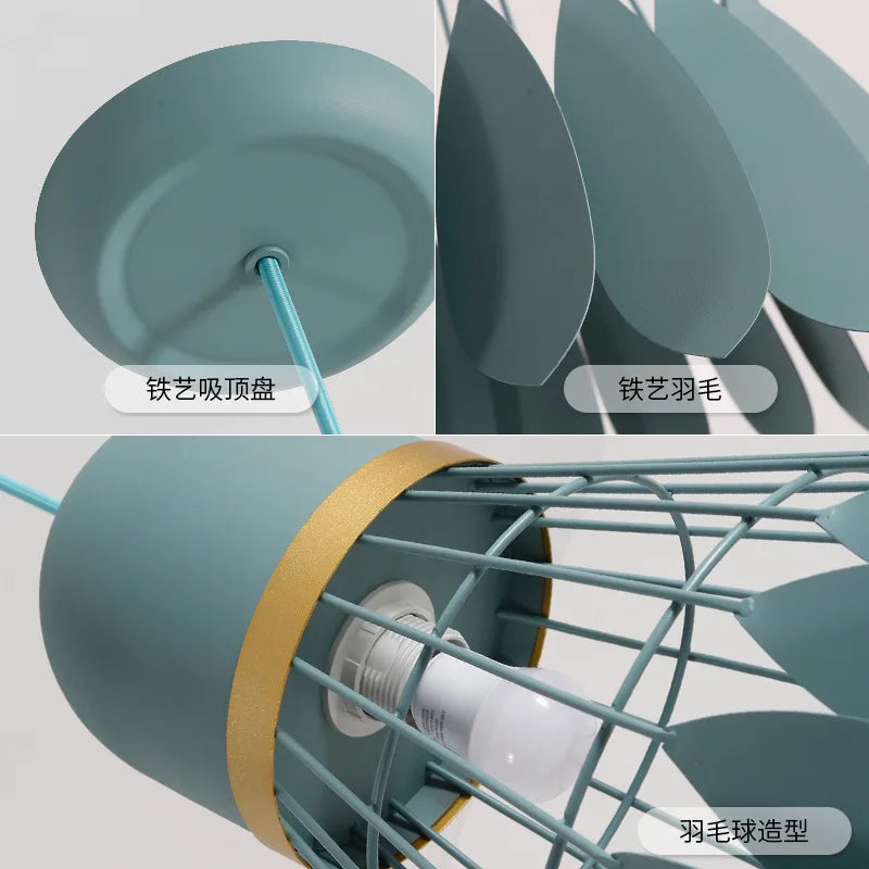 Simple Nordic Badminton Chandelier Lights Japanese Macaron Restaurant Hanging Lighting Fixture Sports Bedside Decors Pendant Lamp