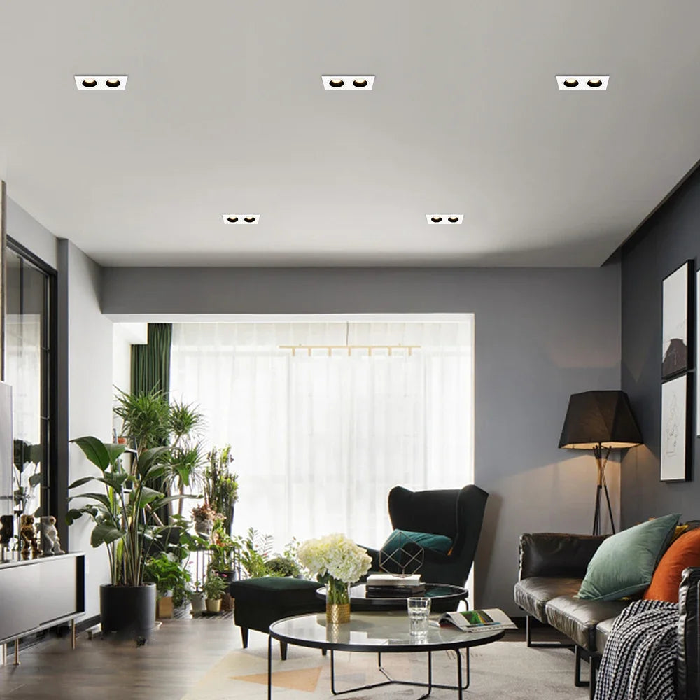 Led Downlight Recessed Deep Anti-glare Led Ceiling Downlights Single/ Double Dimmable 12W 24W For Home Bedroom Spot Office Lamp