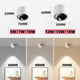 Ultra Thin Surface Mounted Rotating Anti Glare Downlight COB Ceiling Lamp Dimmable LED spotlights AC220V living room bedroom