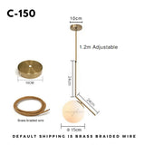 Modern LED Round Glass Ball Pendant Lights Iron E14 Pendant Lamps Hanging Light Fixture for Living Bedroom Dining Room
