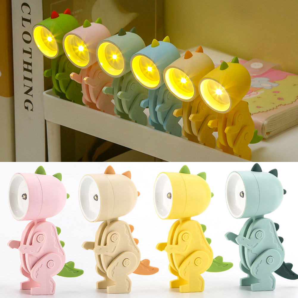 Mini LED Night Light Folding Desk Lamp Cute Pet Lights Dog Deer Dinosaur Flower Portable Night Light Student Living Room Decor