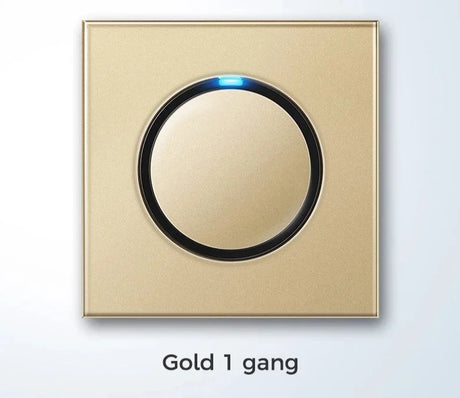  Universal Round Tempered Glass Home Wall Switch Panel LED Indicator Black/Grey/Gold/White 250V 86mm*86mm Wall Light Switch