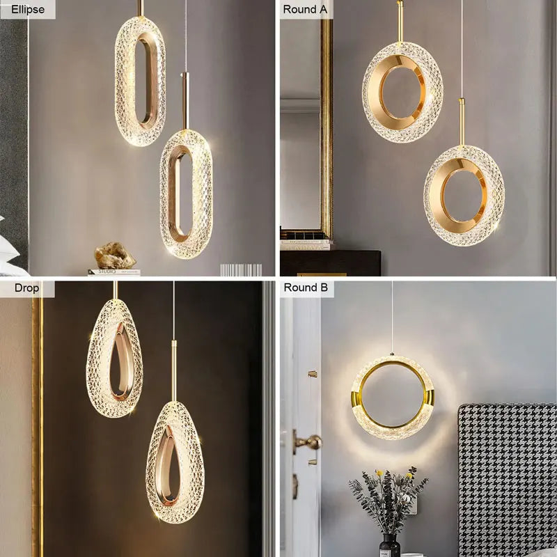 Modern Crystal LED Pendant Lamp - Luxury Indoor Lighting for Home Decor