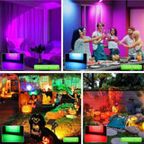 AT29 100W RGB LED Floodlights (2-Pack) - Color-Changing IP66 Waterproof Outdoor Landscape Spotlight with Remote for Halloween & Christmas