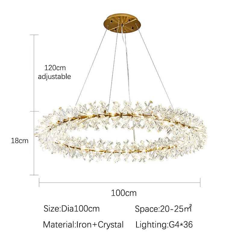 Nordic Modern Ceiling Chandelier Bedroom Dining Living Room Crystal Pendant Lamp Interior Decoration Firefly Garland LED Light