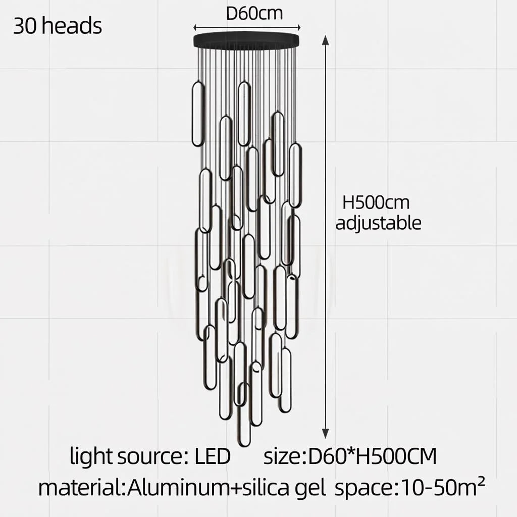 Minimalist Staircase Chandelier Nordic Modern LED Pendant Light Ceiling Lamp Hanging light For Living Room Restaurant Villa Loft