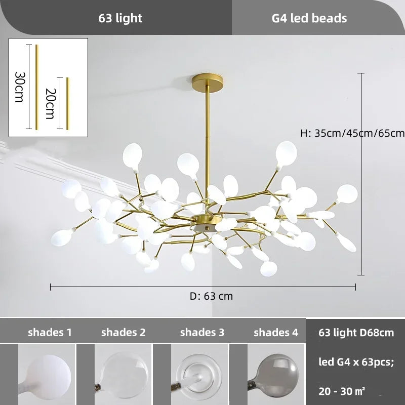 Nordic Led Creative Chandelier Modern Branch Ceiling Pendant Light For Living Room Home Decoration Lustre Indoor Lighting Lamps