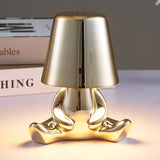 Nordic Chrome Little Golden Man Table Lamp Living Room Bedroom Bedside Children's Room Night Lights Net Red Creative Desk Lamps
