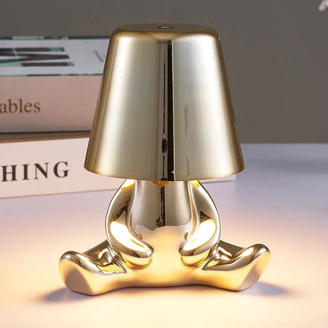Nordic Chrome Little Golden Man Table Lamp Living Room Bedroom Bedside Children's Room Night Lights Net Red Creative Desk Lamps