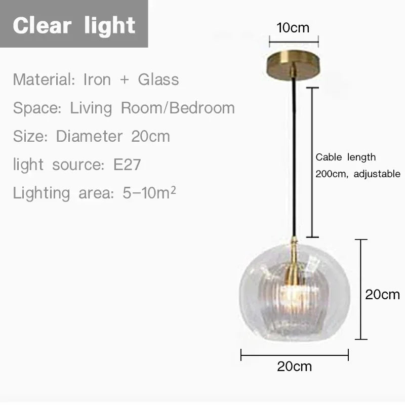 Modern Glass Pendant lamp Nordic Suspension Chandeliers for Living Dining Room Kitchen Bedside Hanging Lamp Fixture Luster