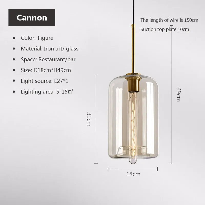 Modern Nordic hanging loft  Glass luster Pendant Light industrial decors Lights Fixtures E27/E26 for Kitchen Restaurant Lamp