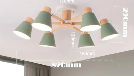 Modern solid wood living room pendant lamp E27 ceiling lamp bedroom ceiling pendant lamp hotel restaurant interior lighting bulb
