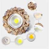 Art Decor Golden Leaf Resin LED Recessed Downlight (5W 220V) - Luxury Retro Ceiling Spotlight Fixture for Foyer, Corridor, Hallway & Hotel Decor
