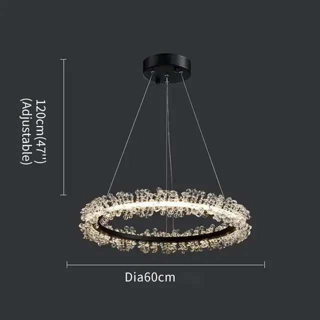 French Light Luxury Lamps Modern Minimalist Living Room Diningroom Bedroom Lighting Internet Celebrity Ring  Crystal Pendant