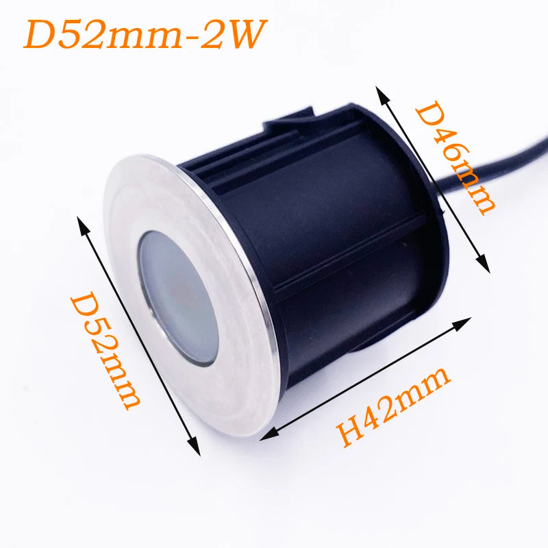 Waterproof Outdoor LED Light, Stainless Steel IP68 Terrace and Garden Ground Light, RGB RGBW, Recessed in Ground Lamp 12V/24V 2W