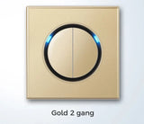  Universal Round Tempered Glass Home Wall Switch Panel LED Indicator Black/Grey/Gold/White 250V 86mm*86mm Wall Light Switch