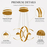 Modern three-color LED pendant lights paired with acrylic creative ring-shaped pendant lights, luxurious ceiling lights, suitable for living rooms, dining rooms, and bedrooms.